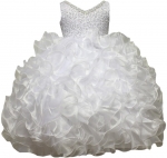 GIRLS RUFFLE DRESSES W/TAIL (WHITE) 0515598